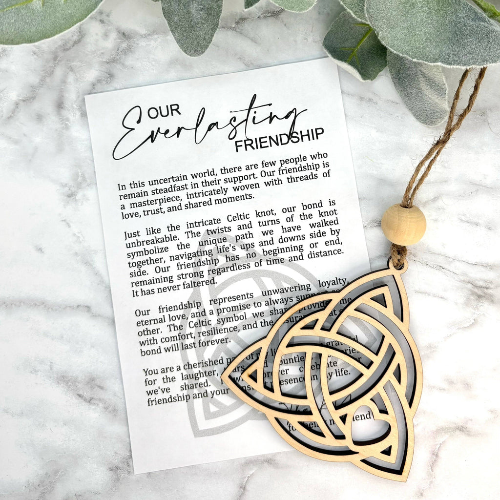 Celtic Knot Friendship Story Card Ornament/Car Charm/ Cherry