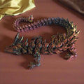 3D Printed Articulated Crystal Dragon: Tri-Color Black Red Gold / 12 inch