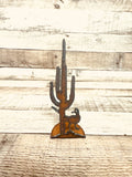 Roadrunner and Cactus Rustic Metal Doodad Figurine
