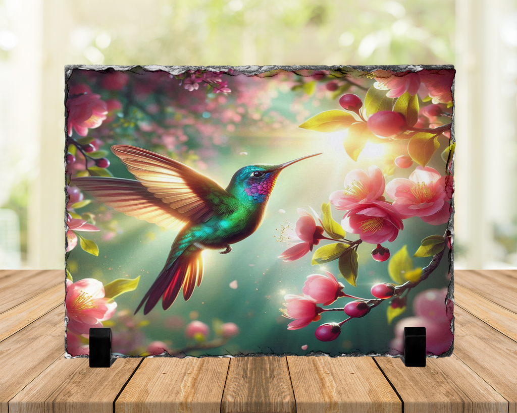 Decorative Slate - Hummingbird Design - Pink