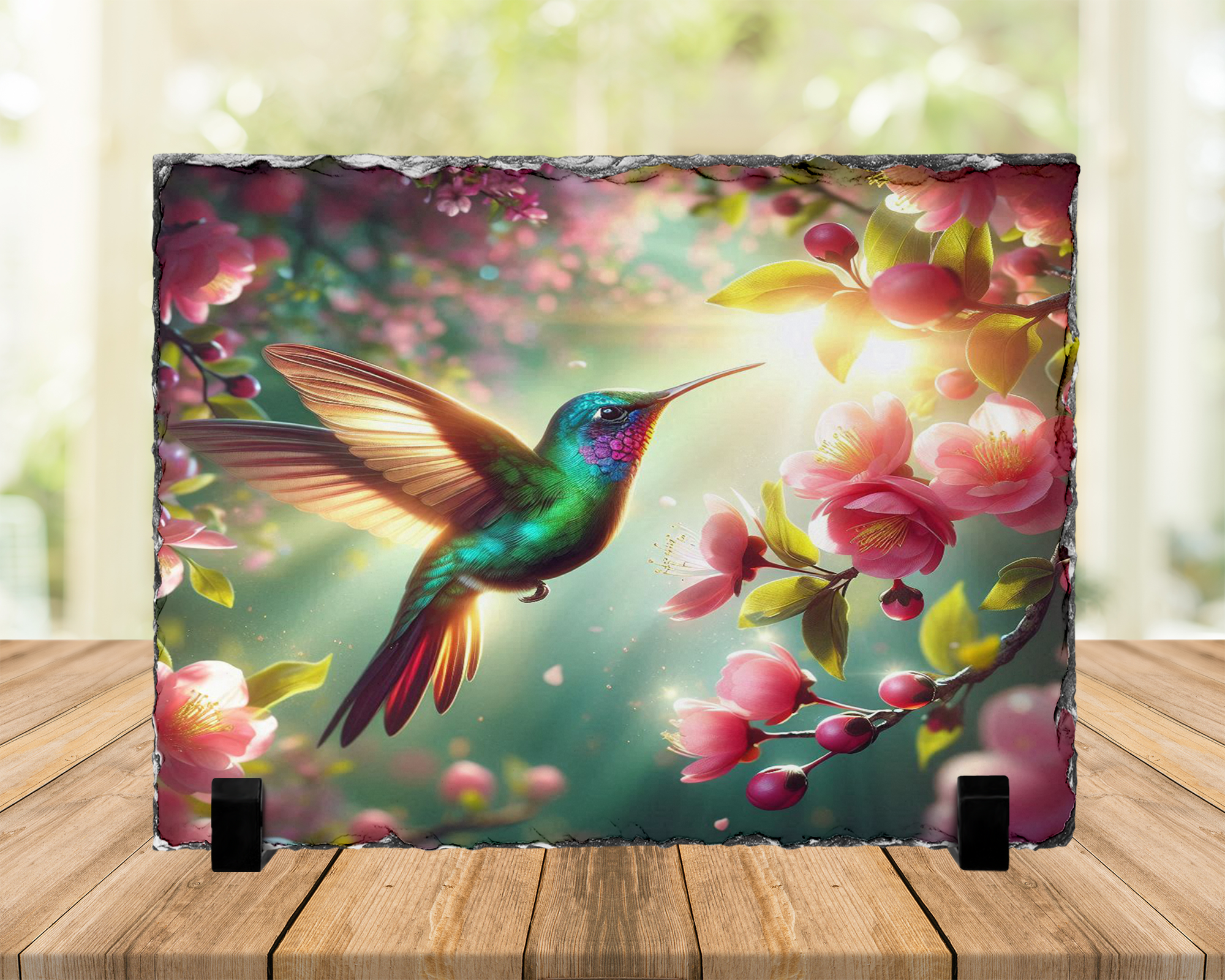 Decorative Slate - Hummingbird Design - Pink