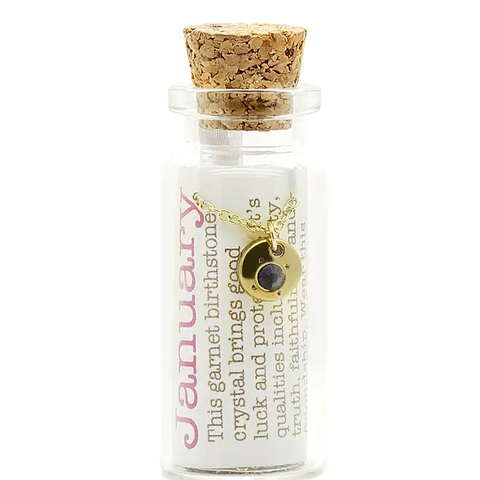 January/Garnet Birthstone Bottle Necklace