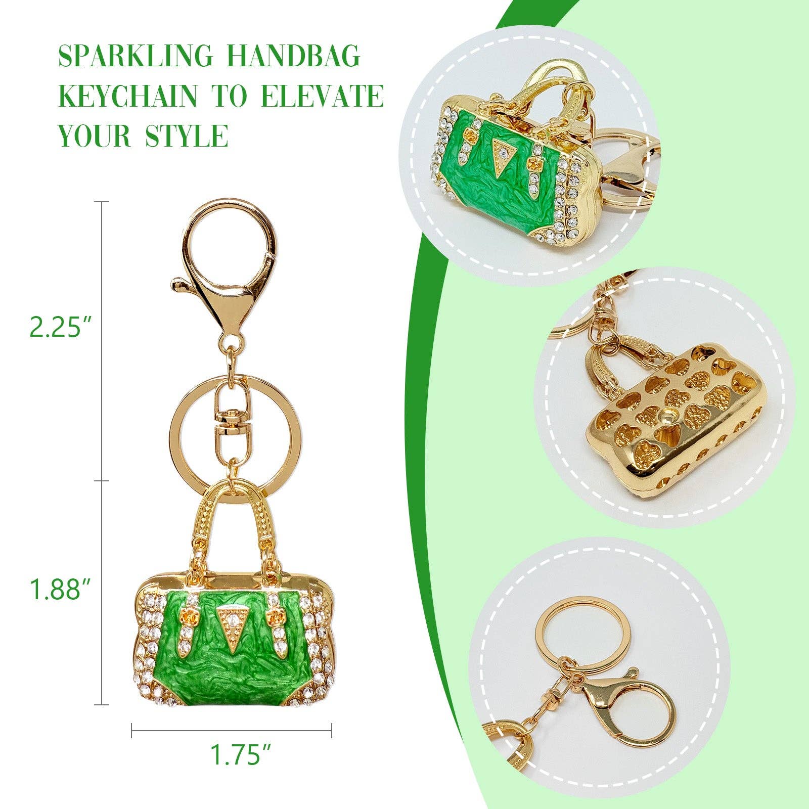 Rhinestone Handbag Shaped Purse Charm Keychain: Red