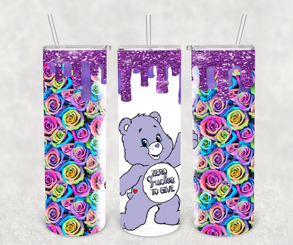 Swear Bear Tumblers: Zero F's / 20oz Stainless steel