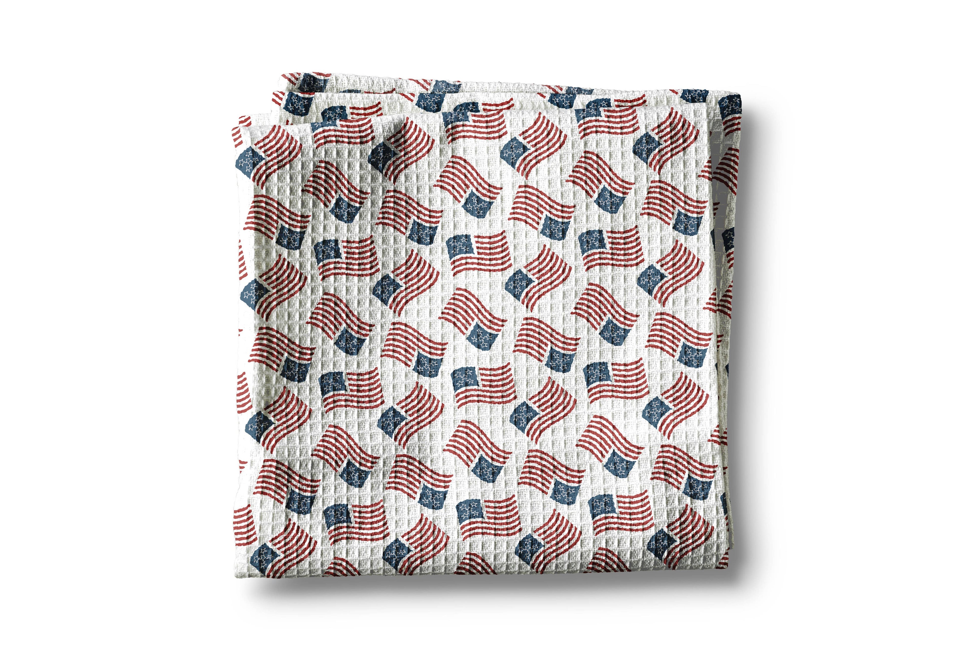 4th July Patriotic Red White Blue Flag Kitchen Towel