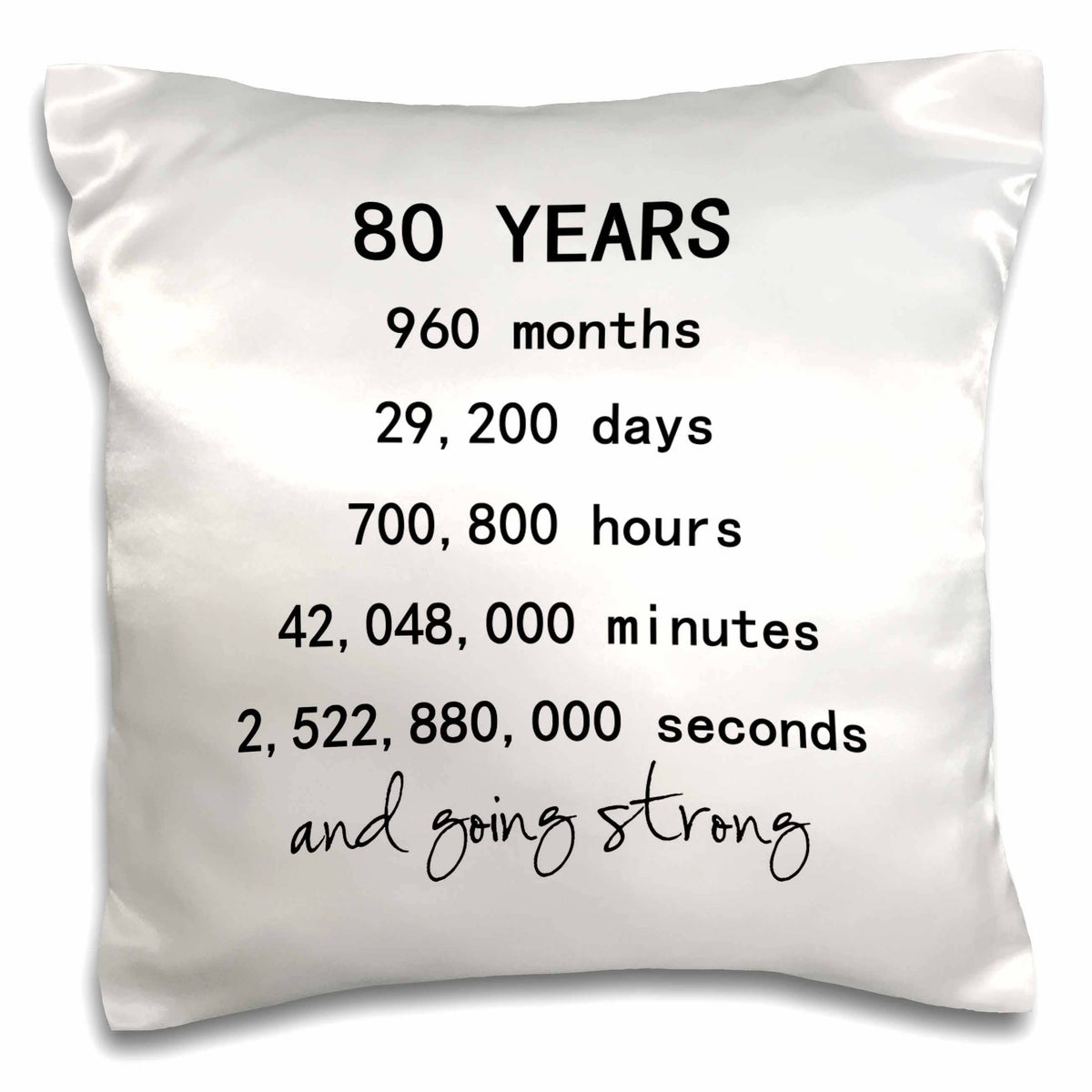 80 years in months days hours minutes and going strong 80th birthday, Pillow