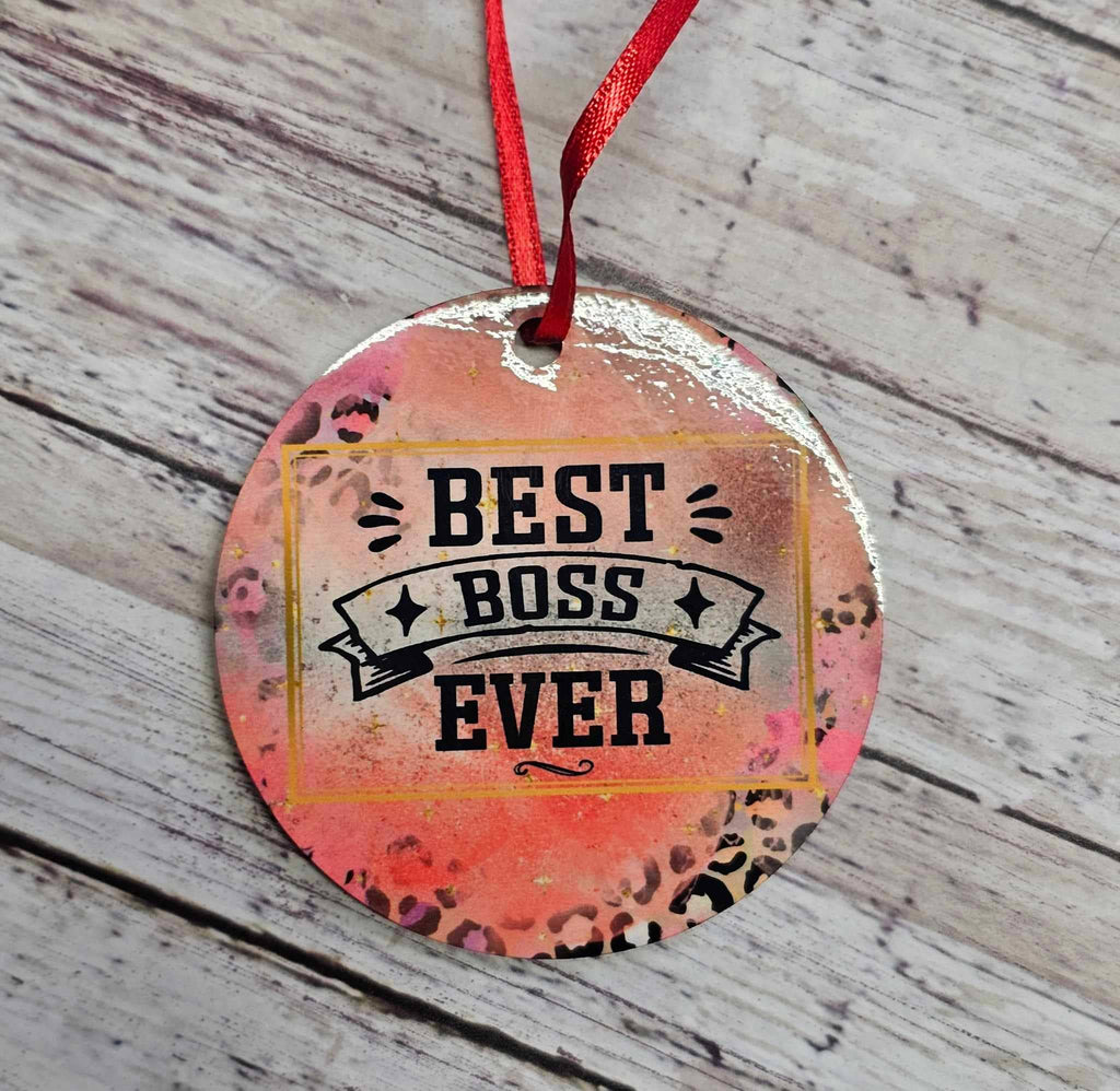 Best Boss Ever Ornament: Pink