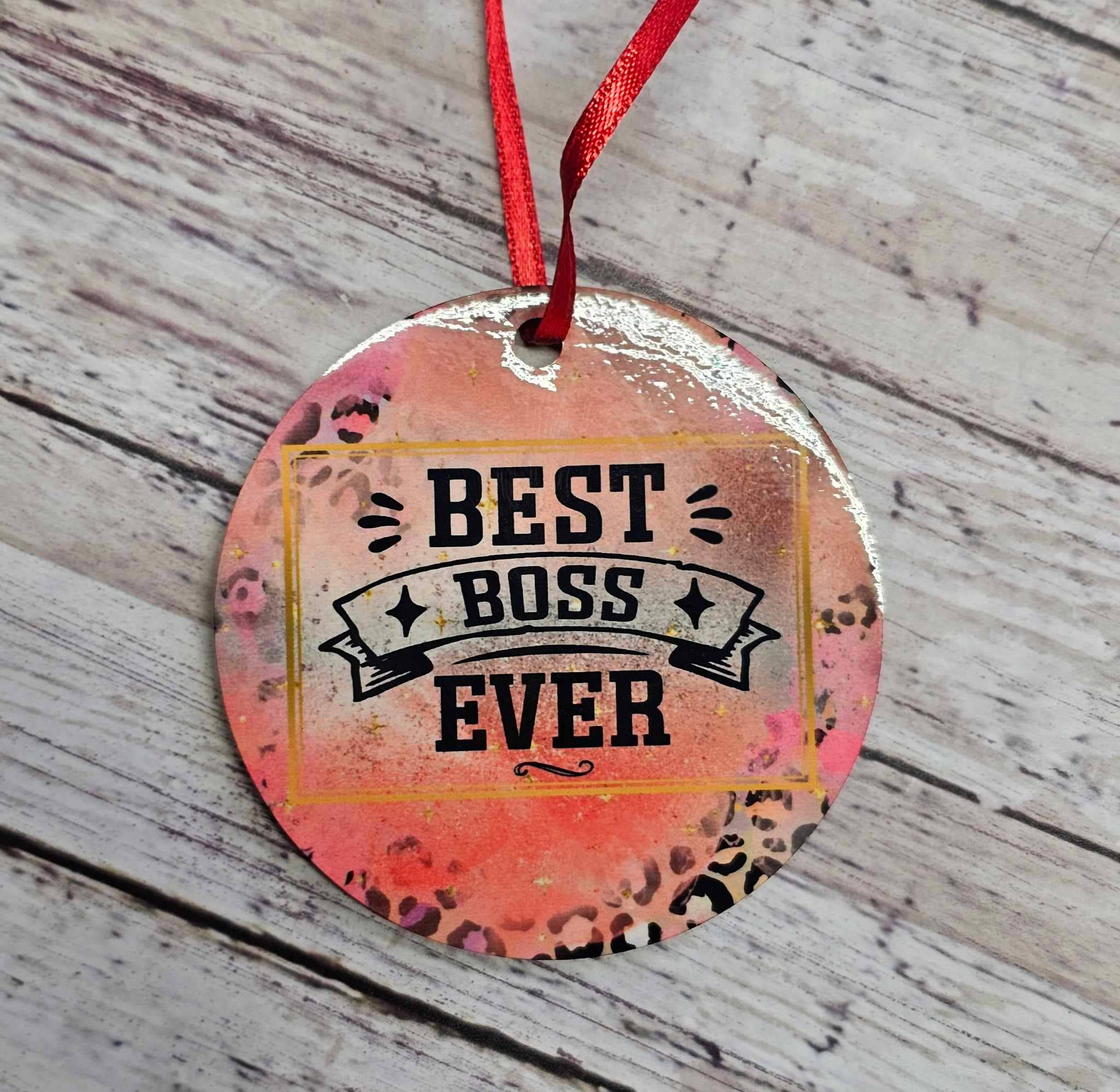 Best Boss Ever Ornament: Pink