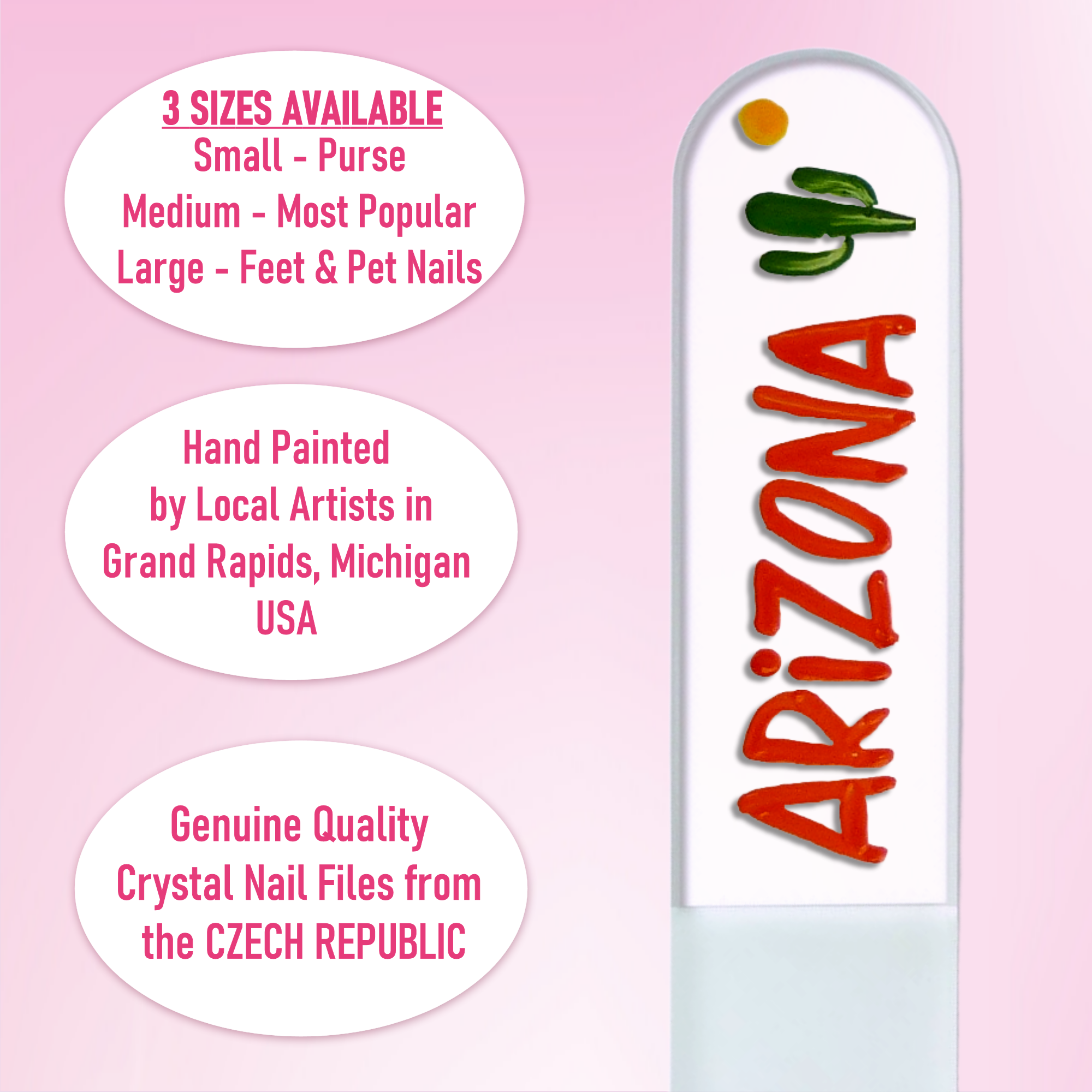 Arizona Cactus Southwest Handpainted Czech Crystal Nail File: Large