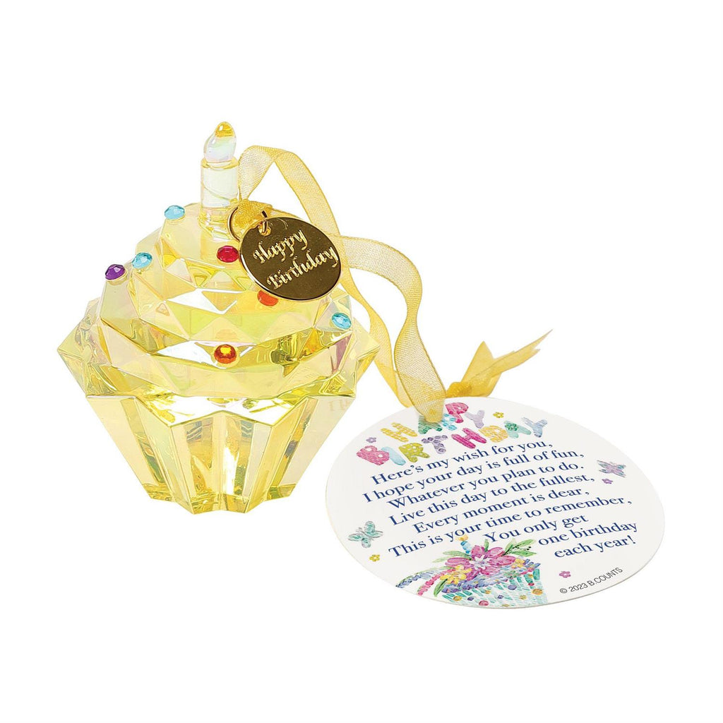 Happy Birthday Cupcake Glass Ornament