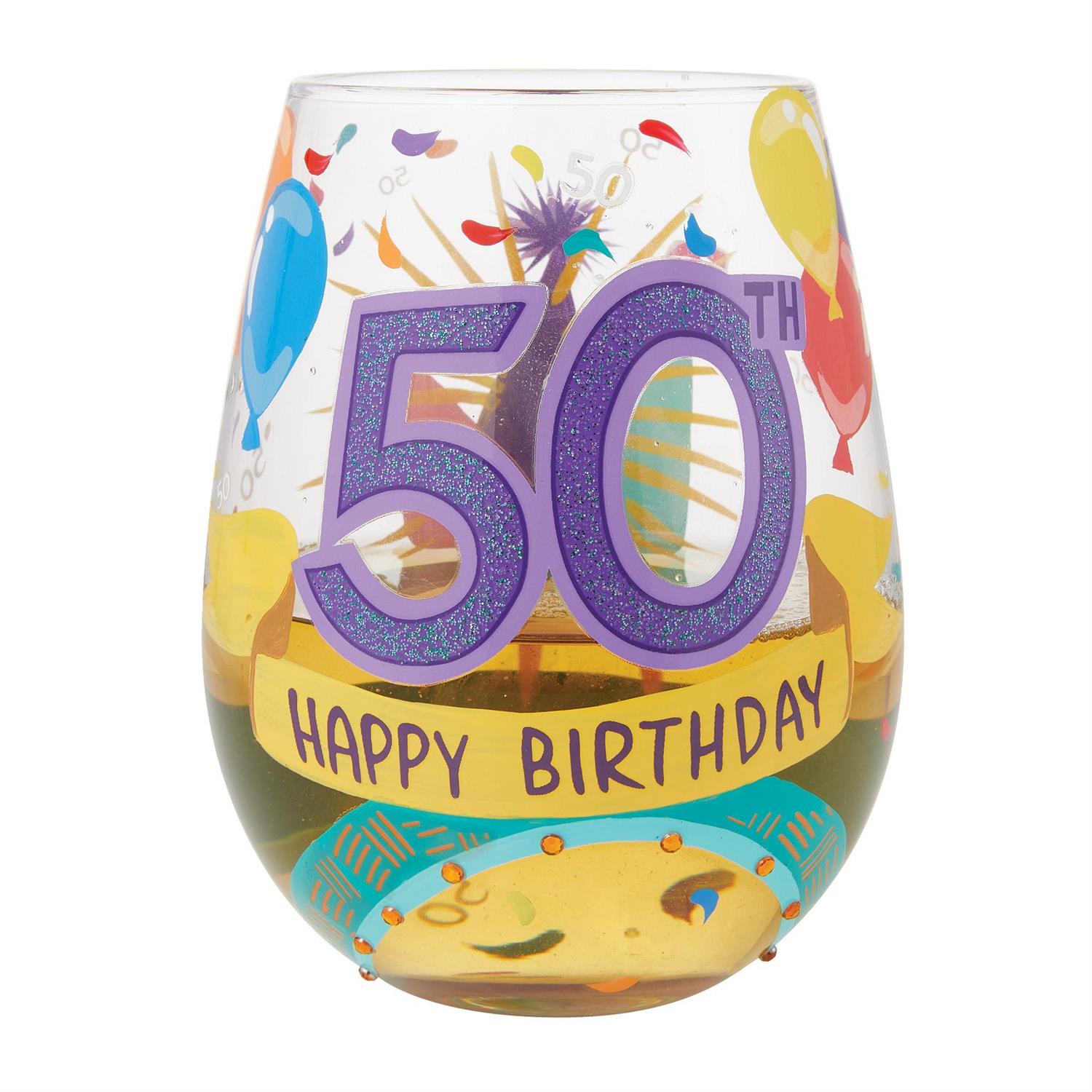 50th Birthday Lolita Stemless Wine Glass