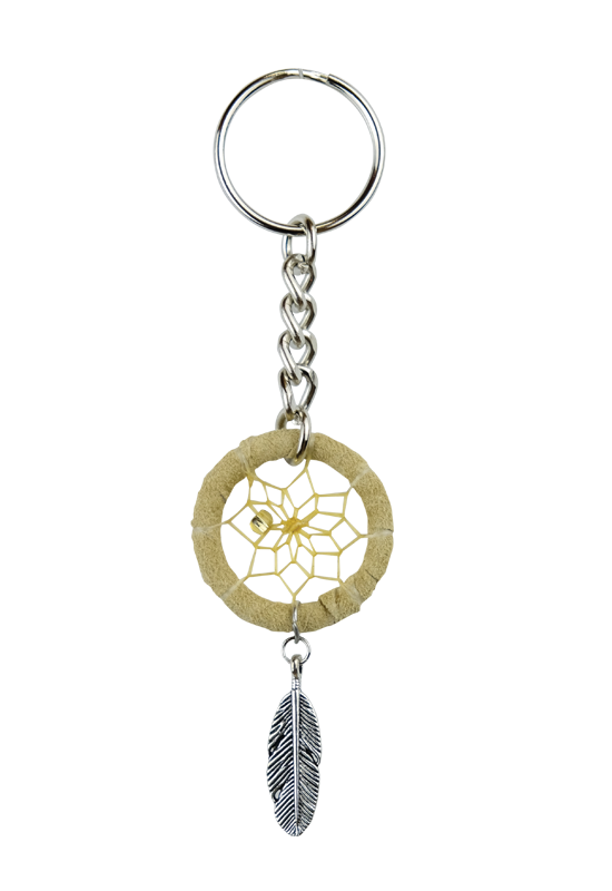 Tan Dreamcatcher Feather Keychain
