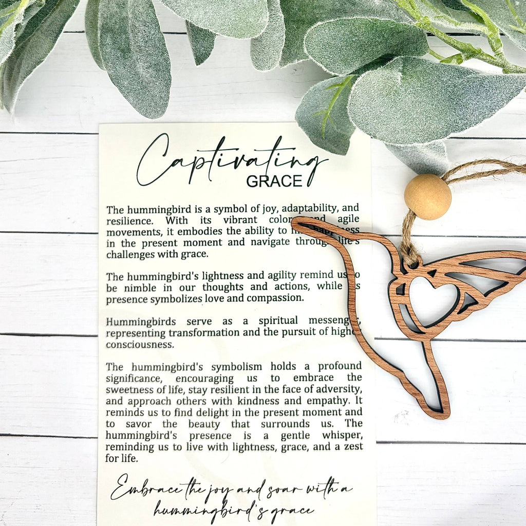 Hummingbird Grace Story Card Ornament/Car Charm/Maple