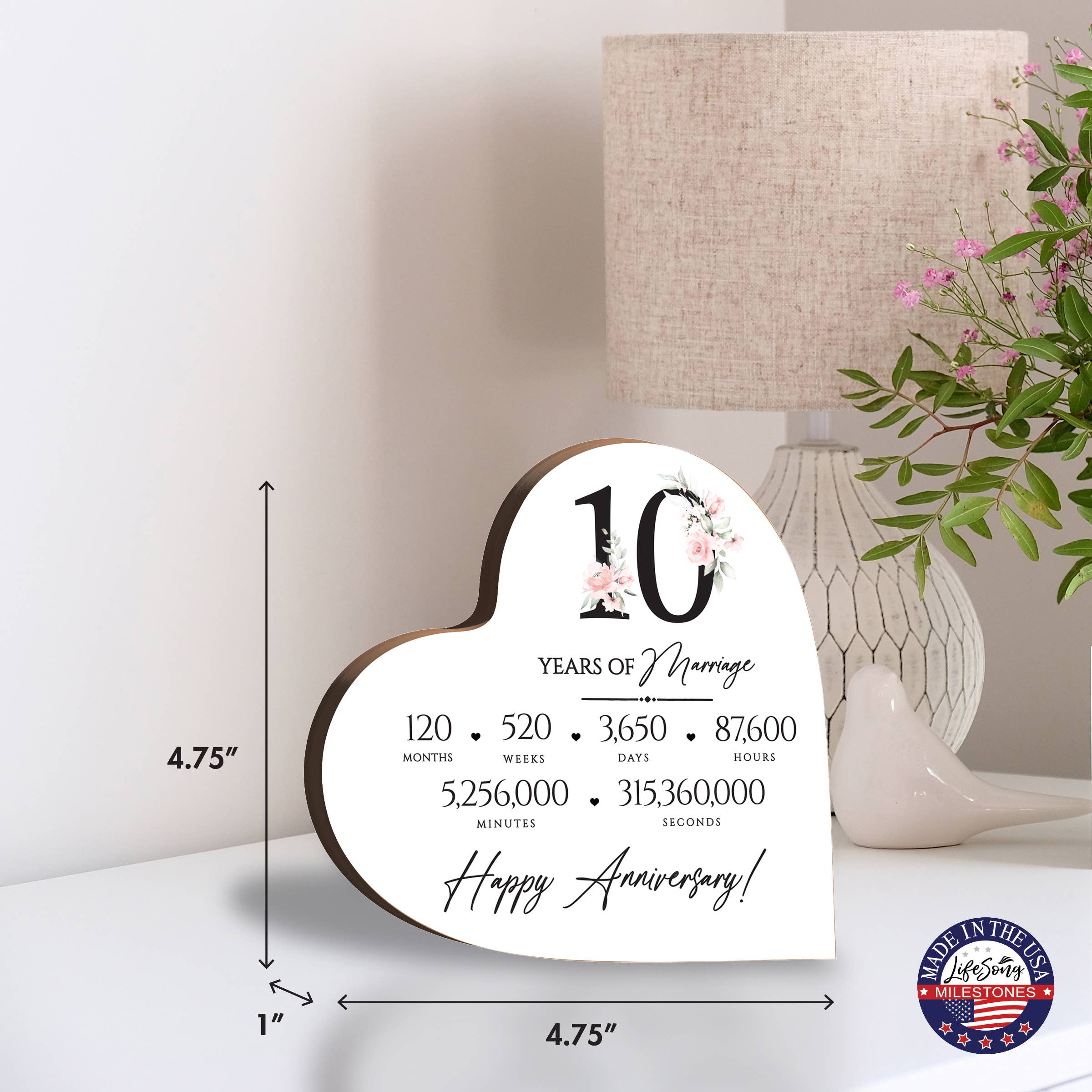10 Years of Marriage Anniversary Heart Block