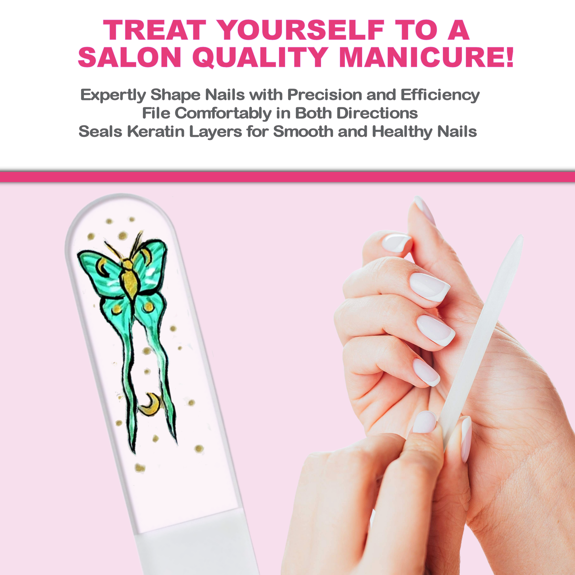 Moon Moth Luna New Beginnings Hand Painted Crystal Nail File: Large
