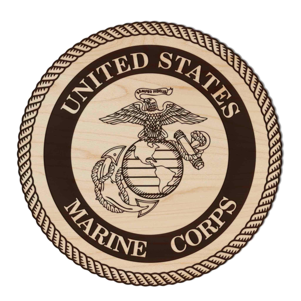United States Marine Corps Seal Coaster - Cherry Wood
