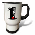Number One Coach- Big Numeral One with Red Heart, Travel Mug