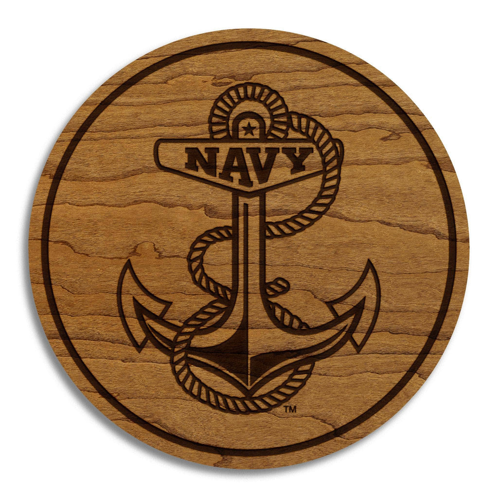 United States Naval Academy Anchor Coaster – Cherry Wood