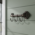Key Hook Rack, Antique Cast Iron, 3 Hooks for Keys, Coats or Hats, 9.1"