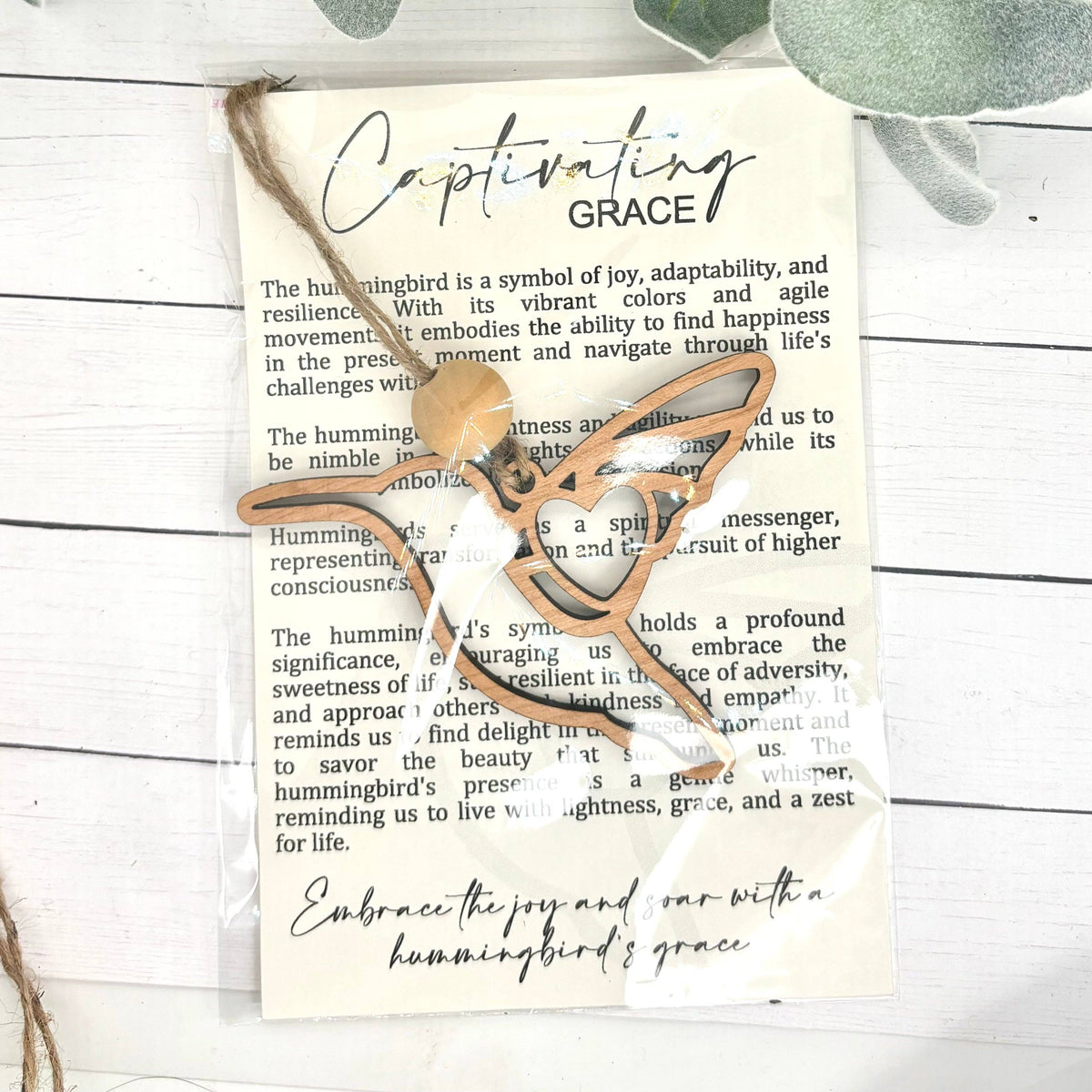 Hummingbird Grace Story Card Ornament/Car Charm/Maple