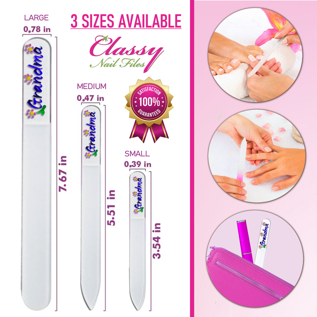 Grandma Flowers Gift Hand Painted Czech Crystal Nail File: Small