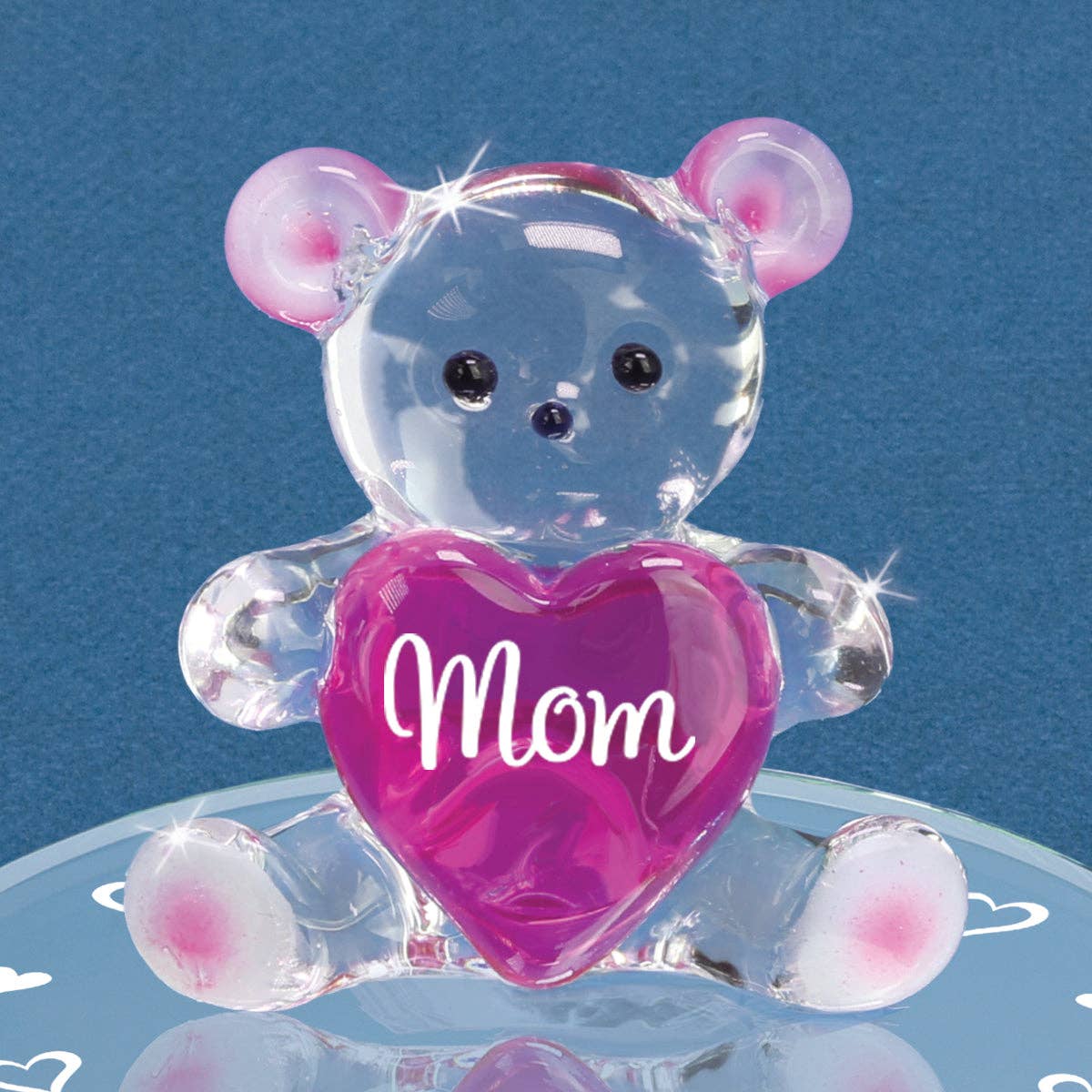 Mom I Love You Glass Bear Figurine