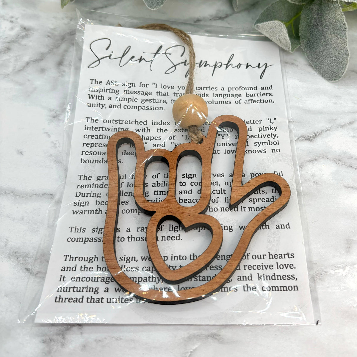 ASL “I Love You”-Silent Symphony Story Card Charm : Cherry