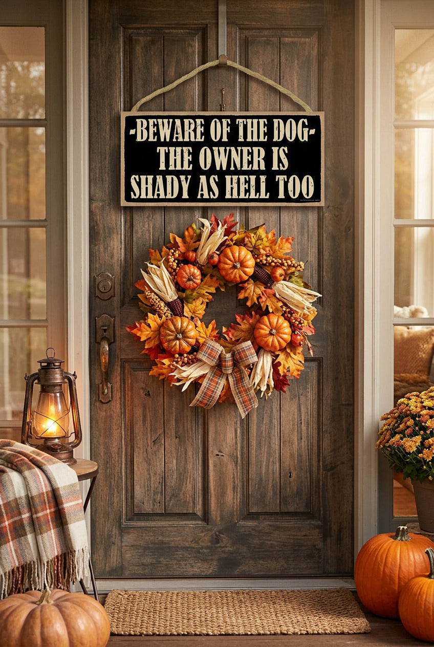 Beware of the dog -- the owner is shady as hell too Sign
