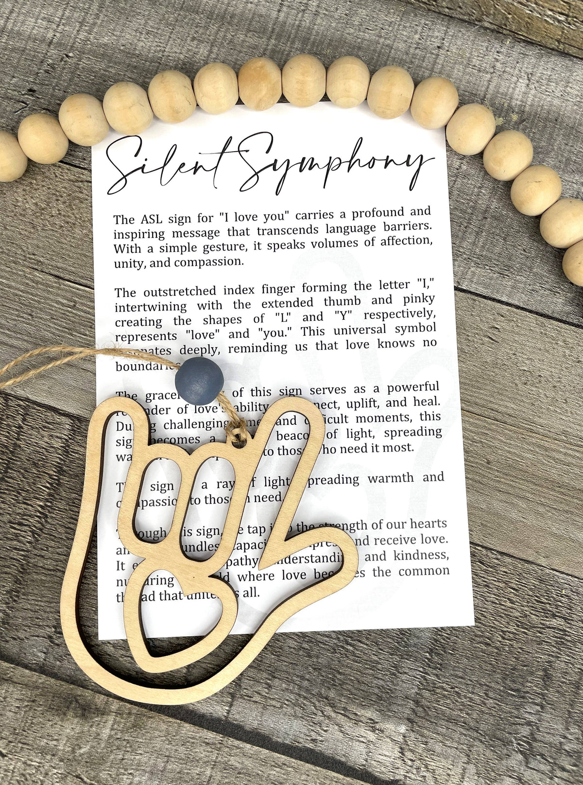 ASL “I Love You”-Silent Symphony Story Card Charm : Cherry