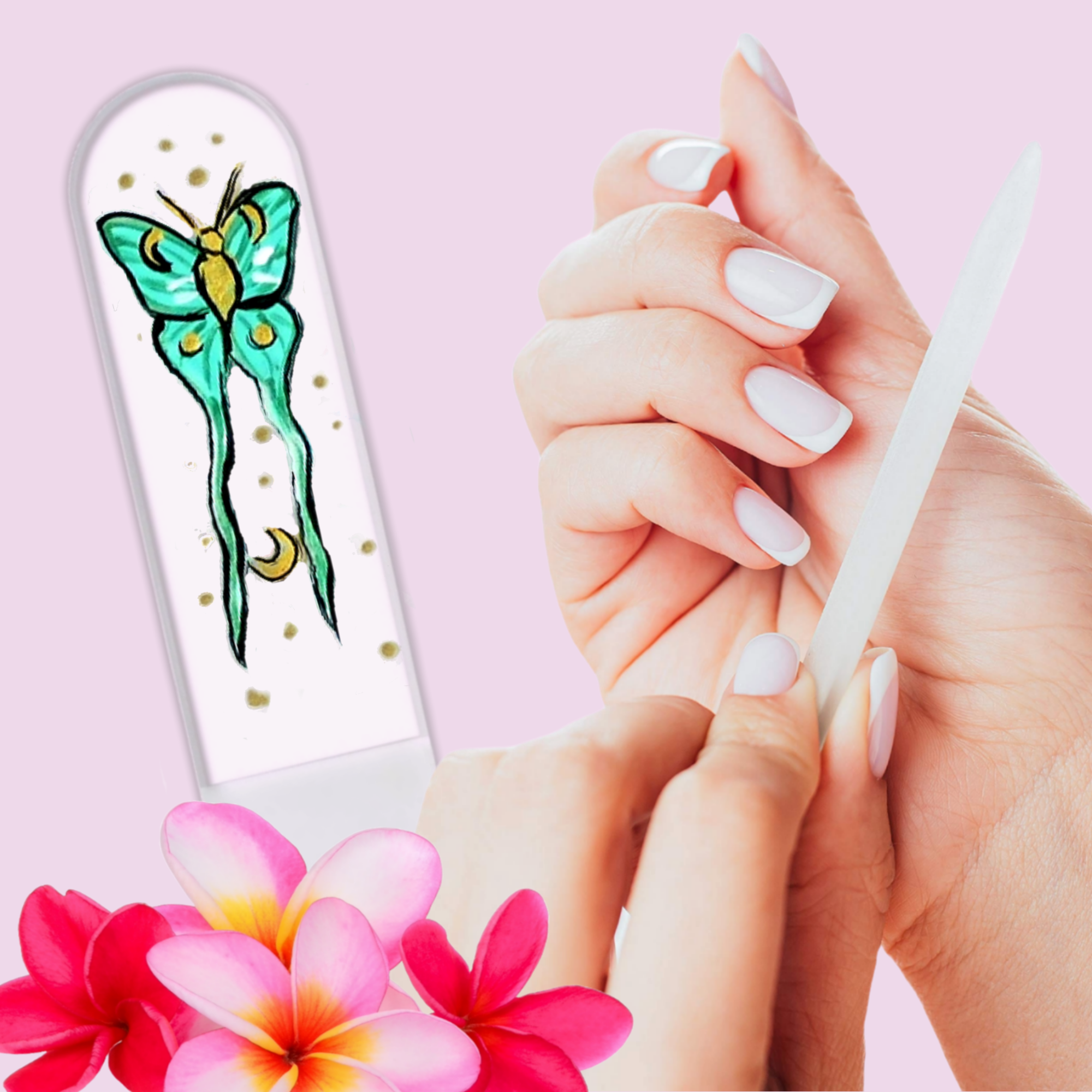 Moon Moth Luna New Beginnings Hand Painted Crystal Nail File: Medium