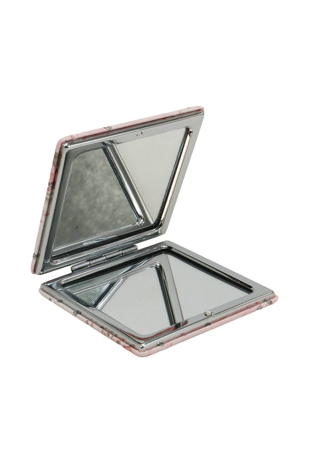 Pink Highland Cow Glittery Square Compact Mirror