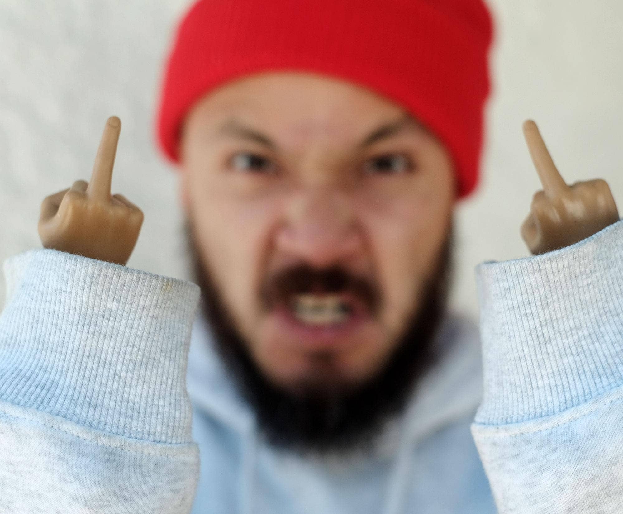 Tiny Hands Two Middle Finger Hands Deep Brown