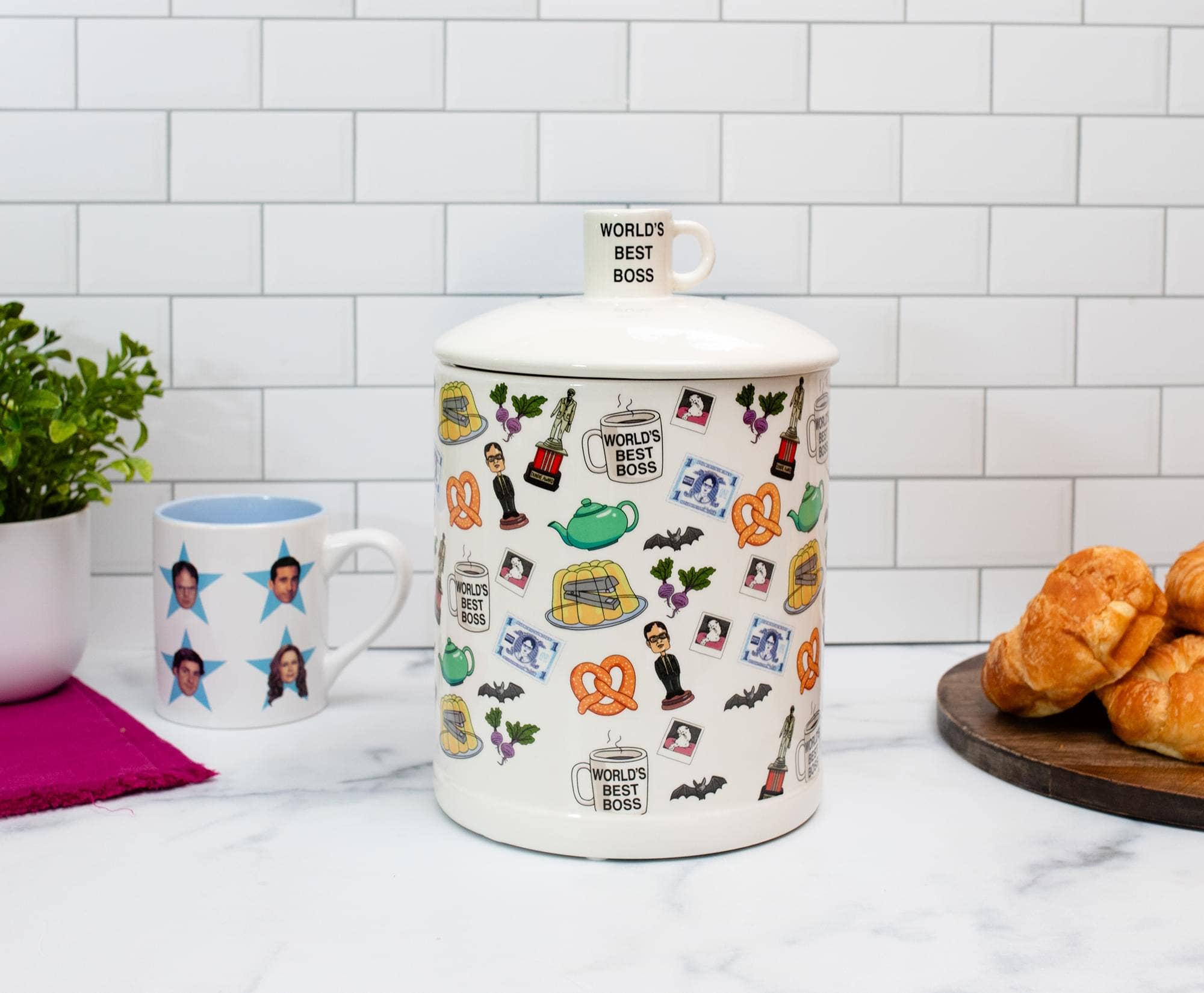 The Office Icons Ceramic Cookie Jar w/ Molded Knob