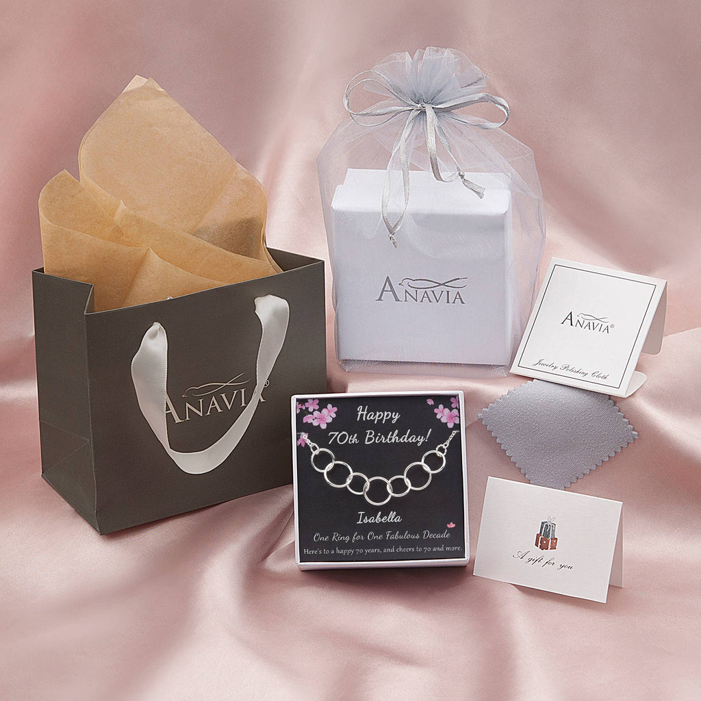 Happy 70th Birthday Sterling Silver Necklace Jewelry Set