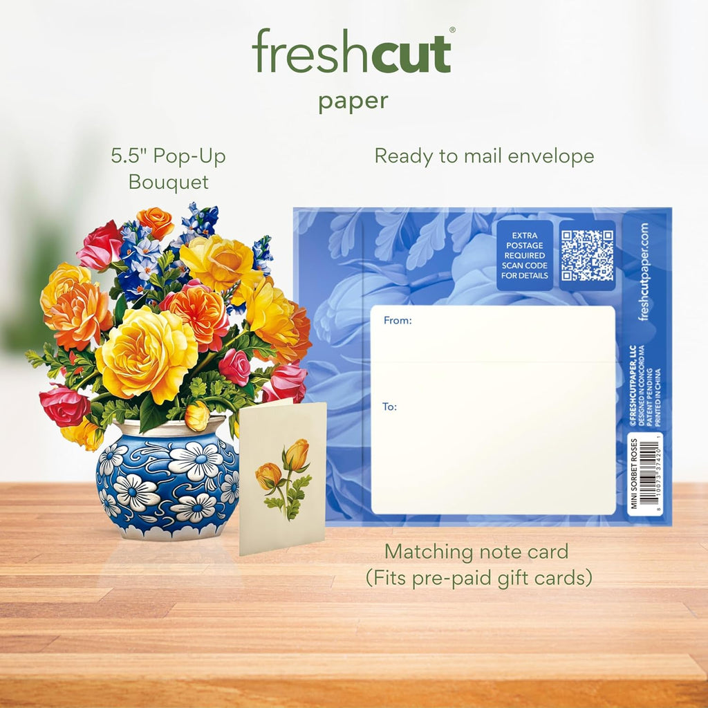 Mini Sorbet Roses FreshCut Paper - Pop Up Flower Bouquet
