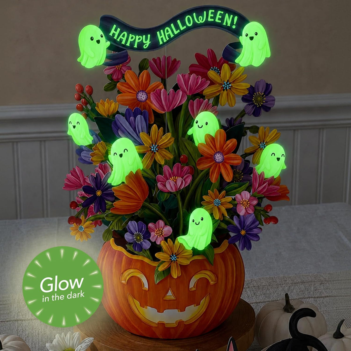Mini Jack-O'-Lantern Boo-Quet Pop-Up Greeting Card