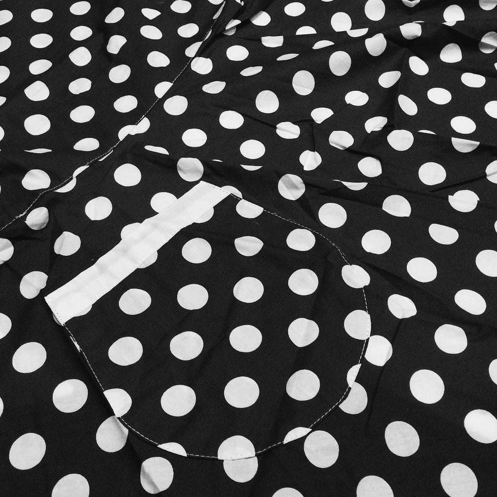 Adjustable Flirty Hostess Apron: Black Polka Dots
