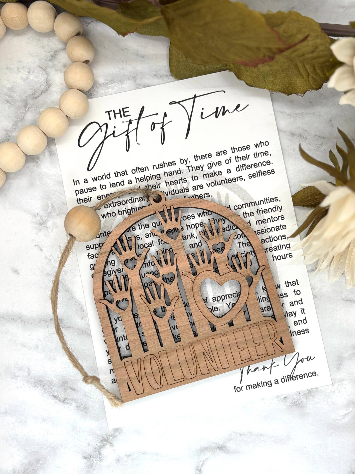 Volunteer-The Gift of Time Story Card Charm: Heart / Maple