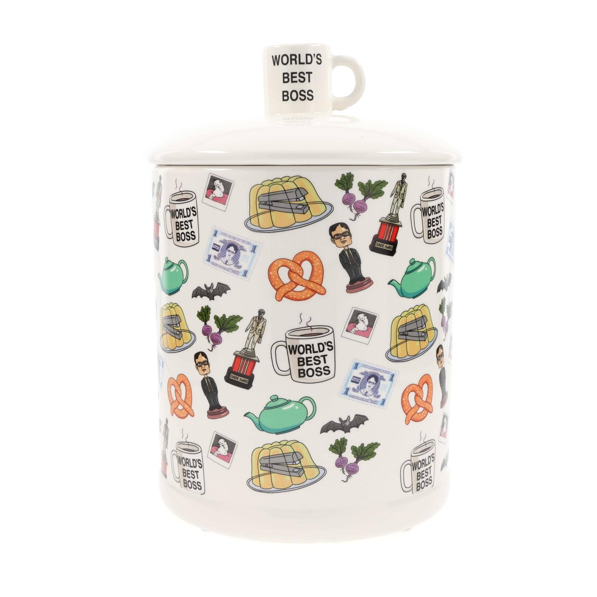 The Office Icons Ceramic Cookie Jar w/ Molded Knob