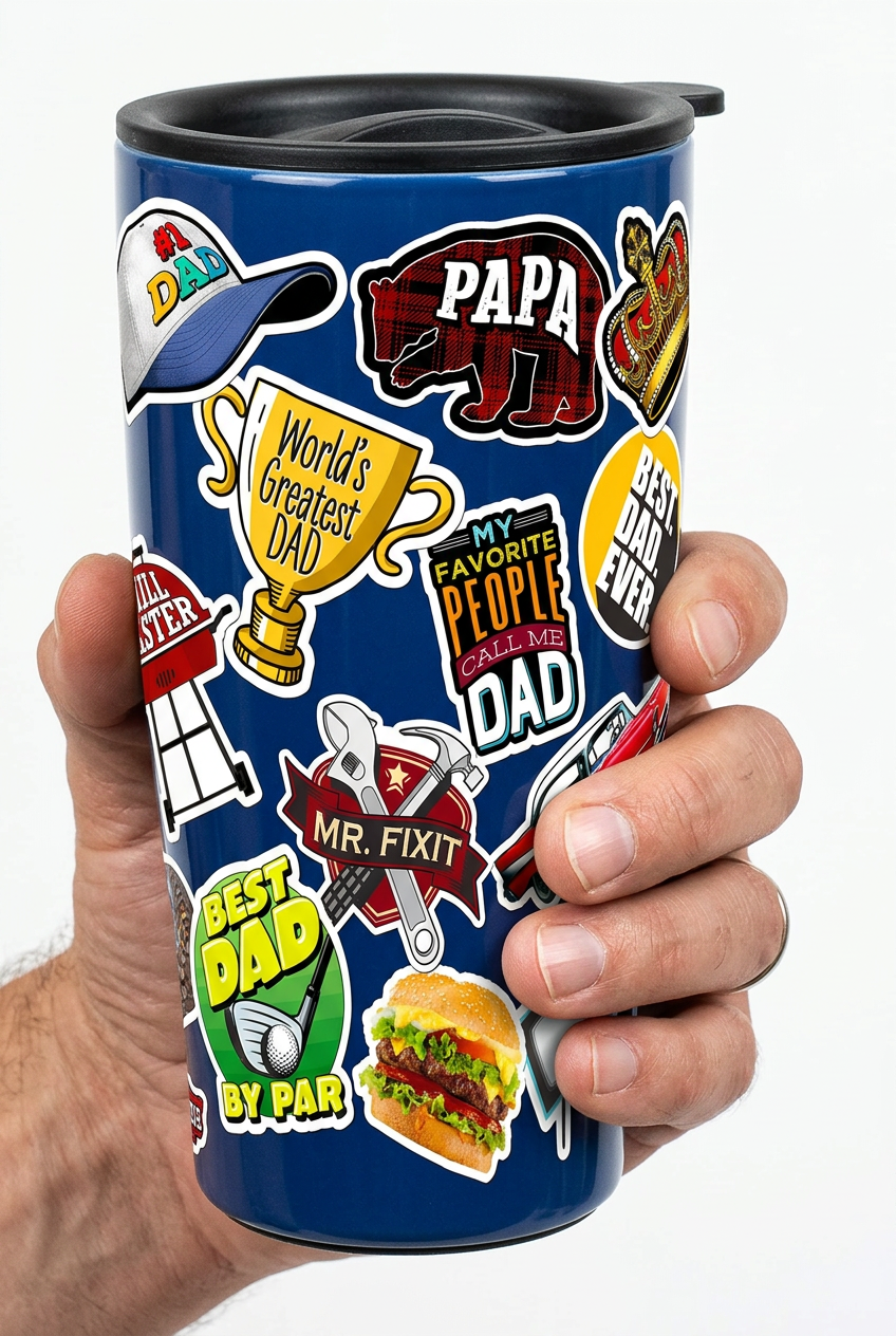Dad Sticker Art Travel Mug: 18oz