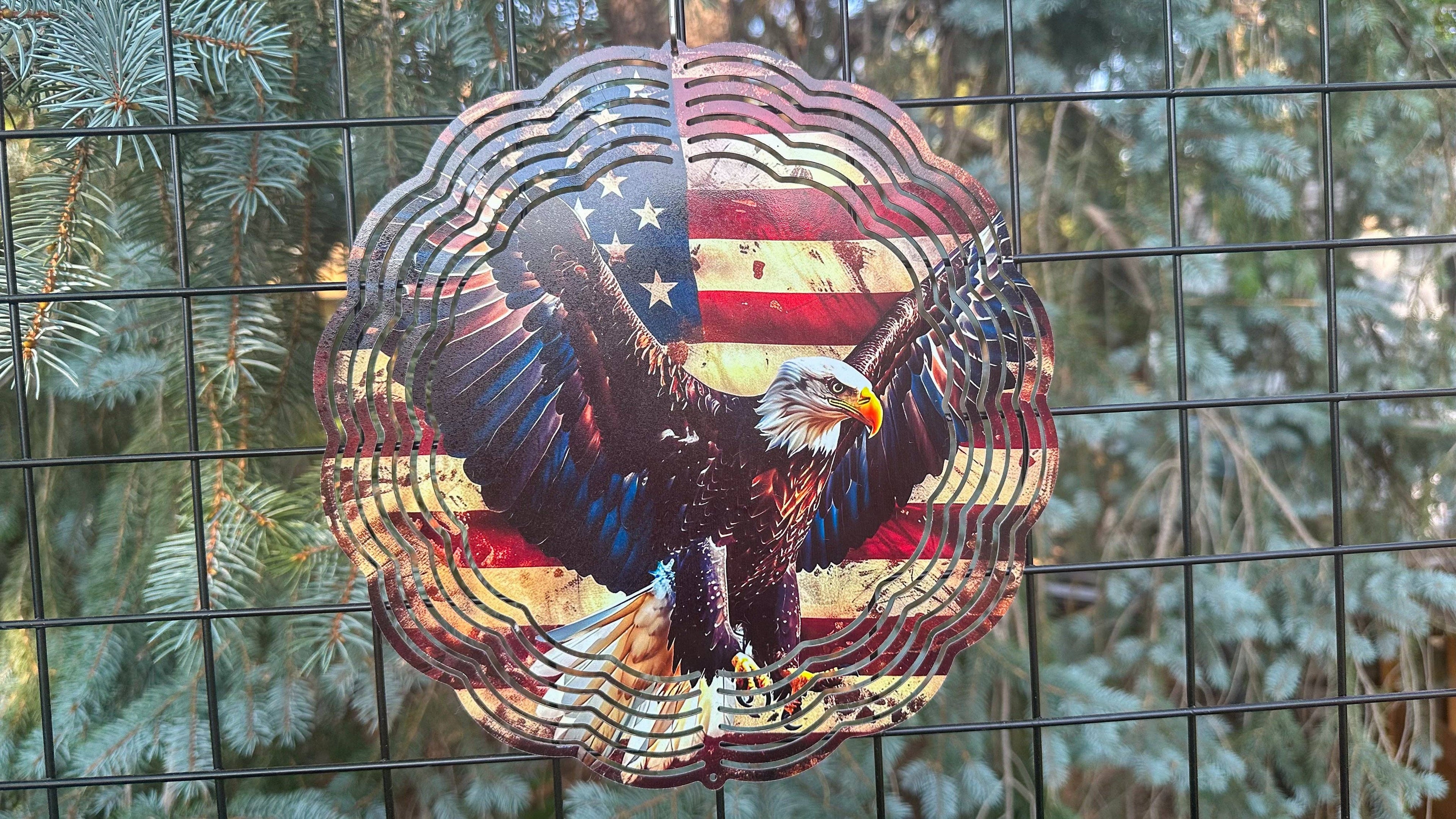 USA Flag Art Wind Spinner
