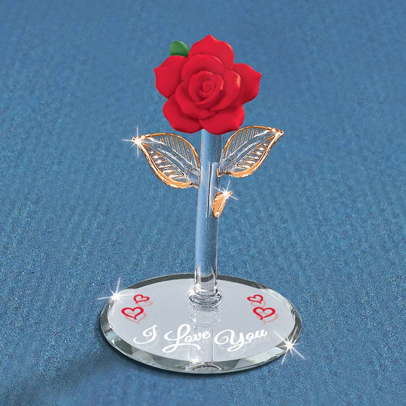 I Love You Glass Red Rose