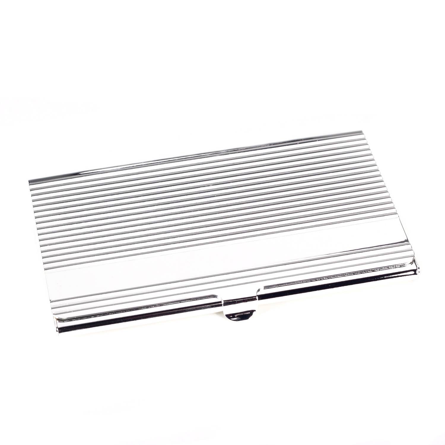 Silver Plated Business Card Case with Lined Design