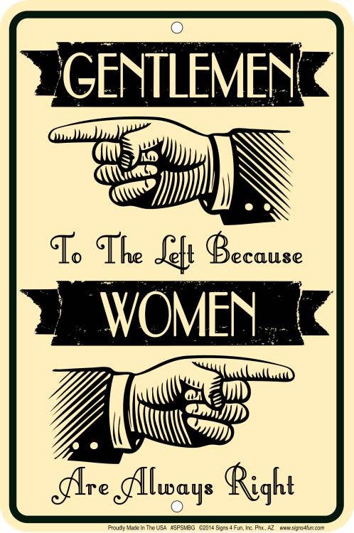Gentlemen Left - Small Parking Signs