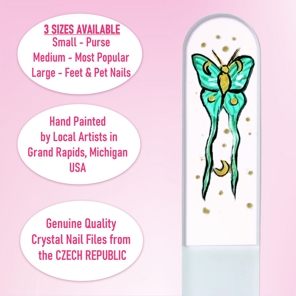 Moon Moth Luna New Beginnings Hand Painted Crystal Nail File: Large