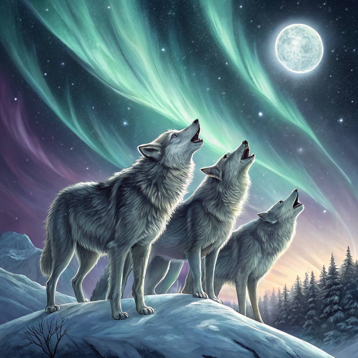 Three Wolves Magnet