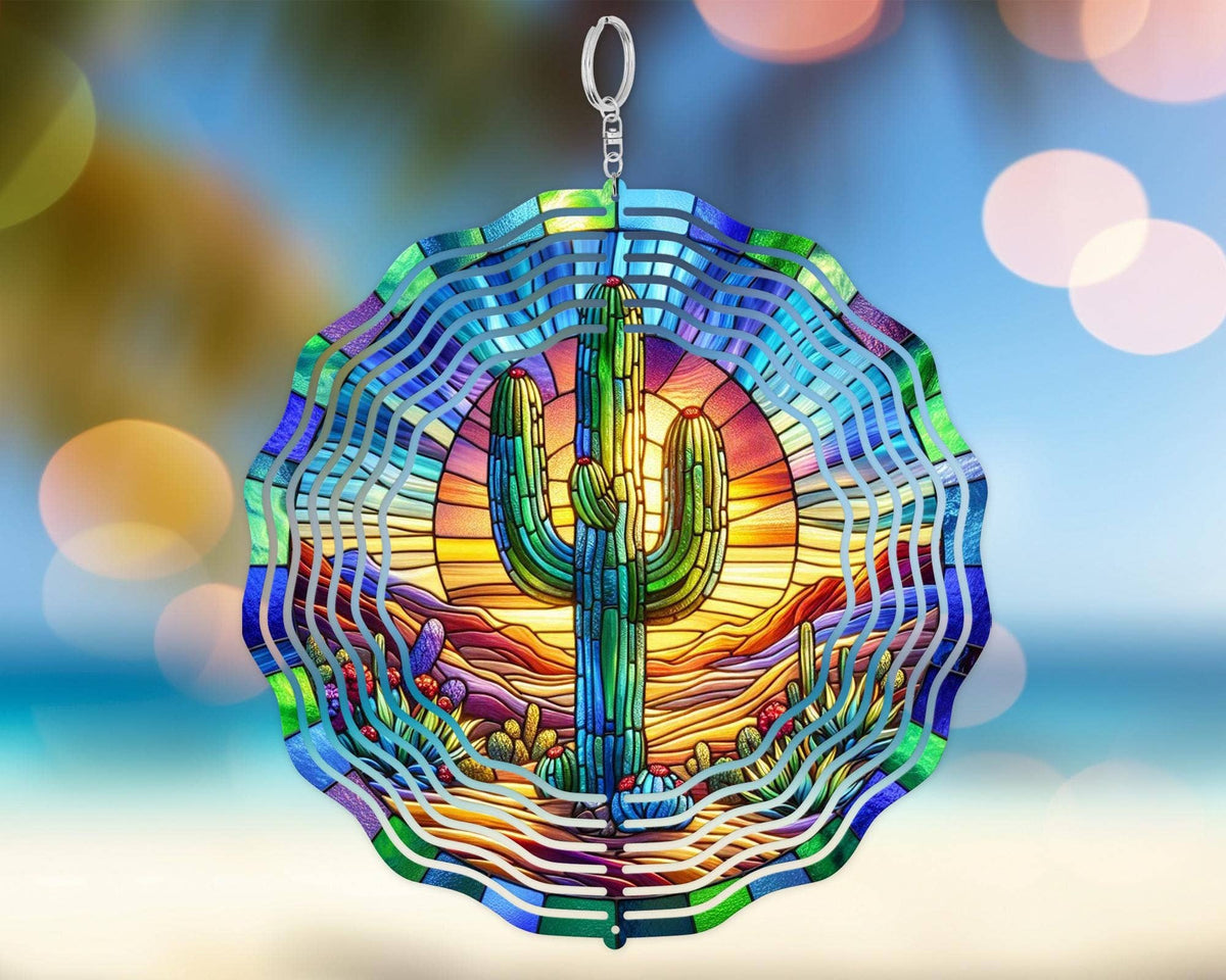 Southwestern Saguaro Cactus Wind Spinner