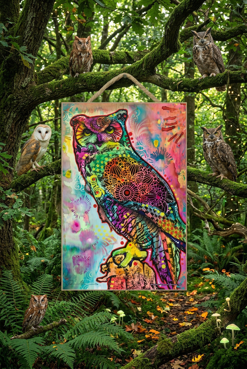 Wise Owl 7" x 10.5" wood plaque