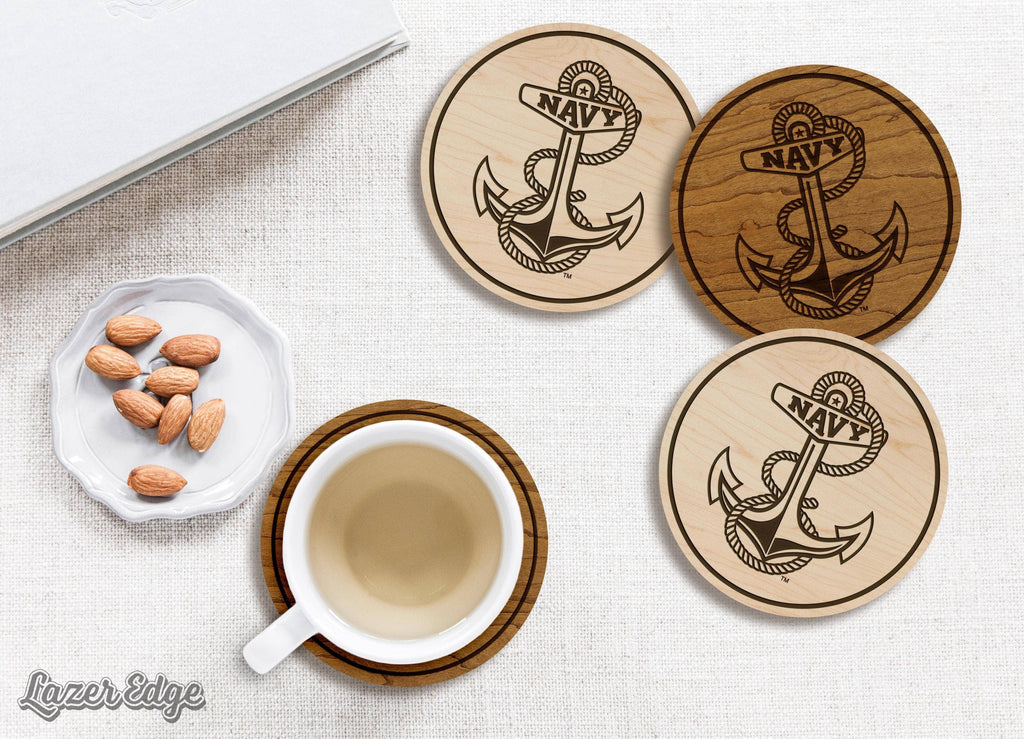 United States Naval Academy Anchor Coaster – Cherry Wood