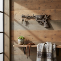 Pistol Wall Hooks with Star, Western Cast Iron for Coats and Keys, 9.8"